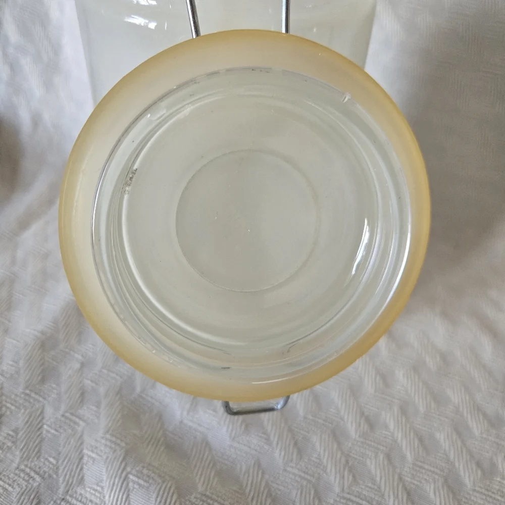 Glass Jar with Tree Design Frosted With Metal Latch
